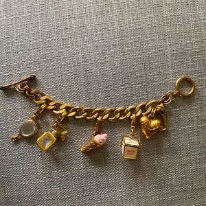 💖 TAKEOUT ONLY Juicy Couture Charm Gold tone charm bracelet w/ 4 free charms
